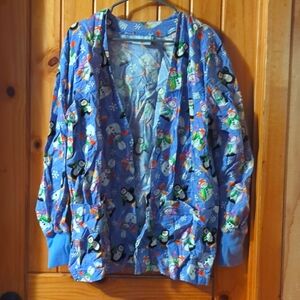 Peaches Uniforms Snowman and Penguin Scrub Jacket